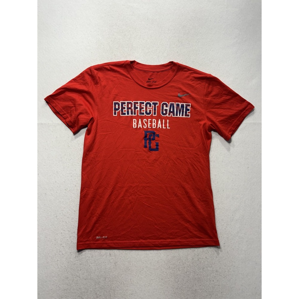 Nike Dri-FIT Shirt Mens Medium Red Perfect Game Baseball Graphic Tee Athletic